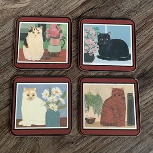 Vintage Pimpernel England Cats Coasters Set of 4